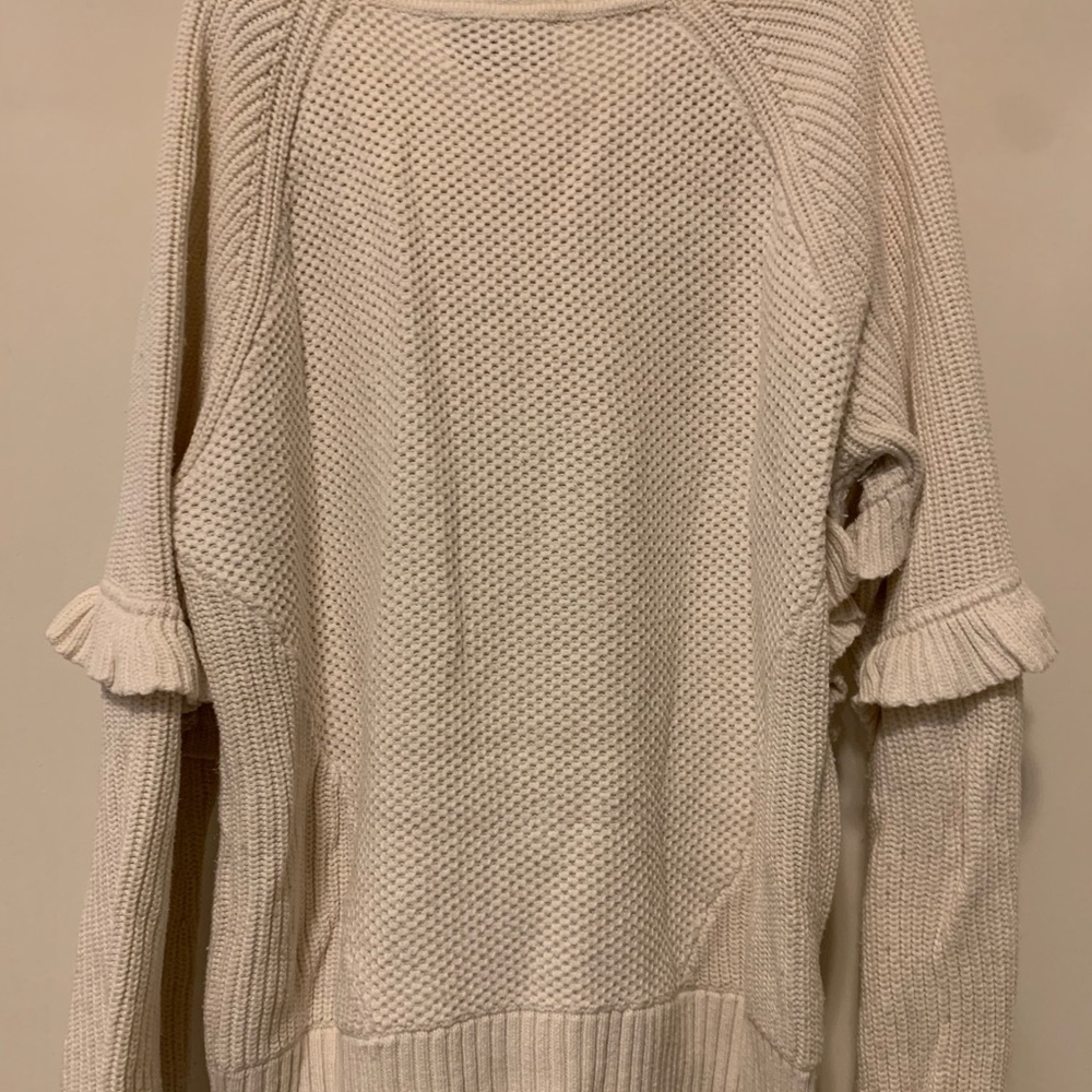 Off-White Knit Sweater with Ruffles - Picture 3 of 4